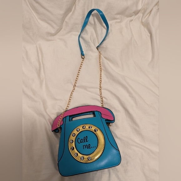 "Call me" telephone crossbody bag purse - Picture 5 of 7